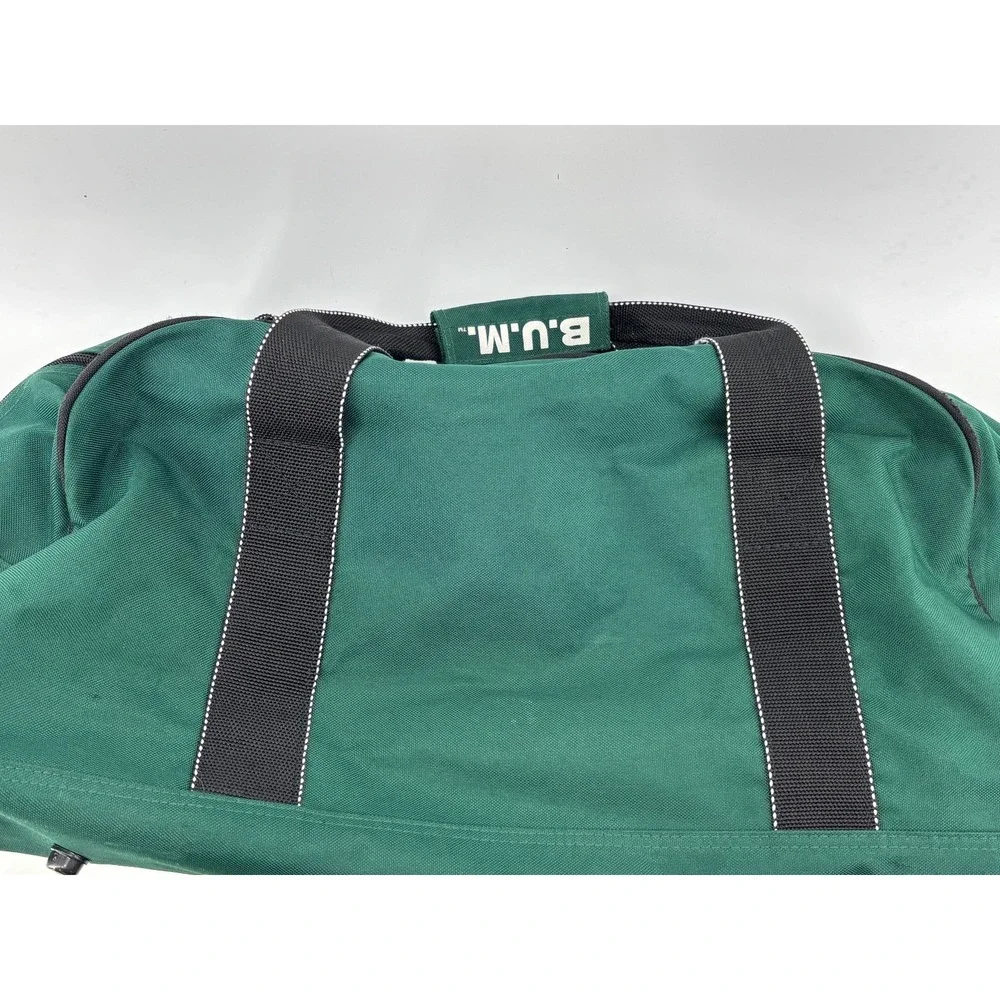 B.U.M. Equipment Duffel Bag Forest Green Black Canvas Vintage Travel Large